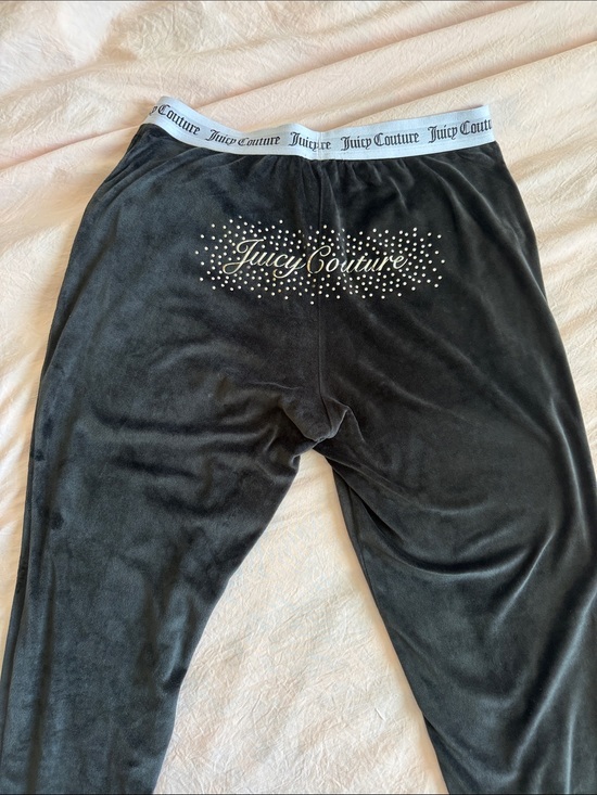 Juicy Couture Pants - Juicy Couture Black Velour Rhinestone Sleepwear Pants Size M